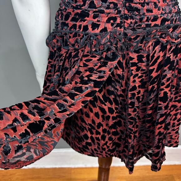 Misha dress size 2 burnout velvet whimsigoth mini puff sleeve dark romantic vamp - Picture 9 of 15